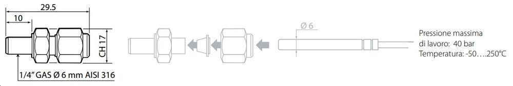 Raccord a compression pour NTC 6mm Raccord a compression pour NTC 6mm